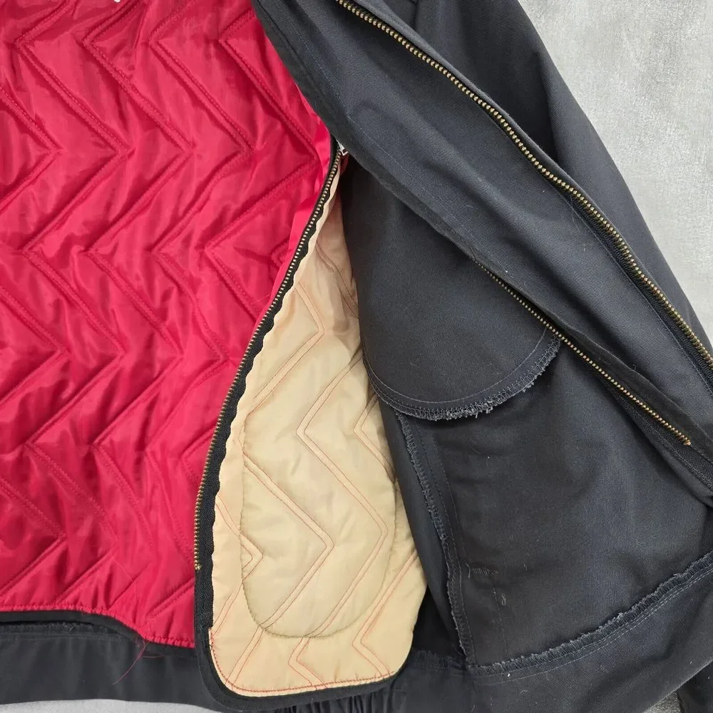 Rare 60s‎ Vintage Masterliner Black & Red Harley-David Zip Out Liner Coat Medium